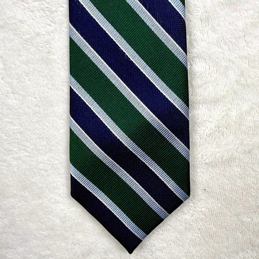 Tommy Hilfiger‎ Silk Necktie Blue Green Diagonal Stripe Classic Men's Tie